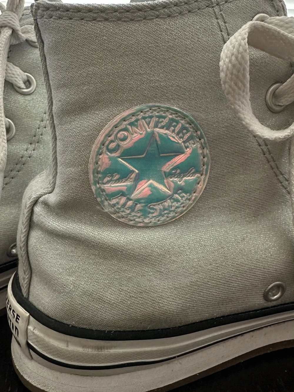 Converse High-Top Sneakers in Light Gray and White